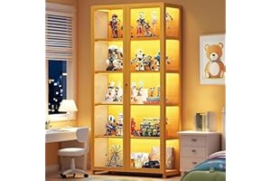 Scribora Vetrina a 5 piani in piedi, armadietti Curio, libreria con ante, ante in acrilico trasparente, vetrina da collezione per soggiorno, ufficio, libri, sala giochi (Doppia porta marrone)