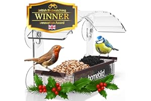 Window Bird Feeder with Strong Suction Cups HOMEBIRD Window Feeder with Removable Seed Tray For Bird Watching Bird Feeders for Small Birds Squirrel Proof Bird Feeder Box