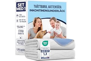 Utopia Bedding Inkontinens Vattentäta tvättbara återanvändbara sängunderlägg Blå/vit, 75 x 90 cm (1-pack)