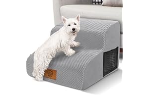 Myiosus Schody i rampa przenośna z gęstej gąbki, wodoszczelna rampa ze zdejmowaną poszewką, antypoślizgowe schody dla małych psów