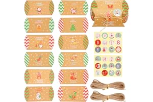 MAMIDDLE Adventskalender zum Befüllen DIY Adventskalender zum Selbstbefüllen mit Kartons, Stickern und Juteschnur 2023 Adventskalender zum Basteln DIY Adventskalender Selber Befüllen (Tawny)
