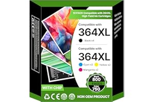 Washope 364XL Kompatibel für HP 364 Druckerpatronen für HP Photosmart 5520 Druckerpatronen Deskjet 3520 3522 3524 Patronen officejet 4620 4622 (10er-Pack)