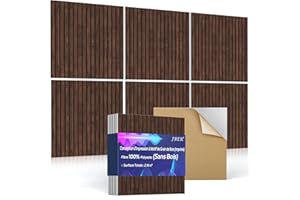 JBER Lot de 6 Panneaux Acoustiques Muraux, Mousse Acoustiques Autocollante pour Murs, Isolation Phonique, Panneau Mural Decoratif (sans Bois), pour les Studios d'enregistrement, 60×60×1Cm, Noix Foncée