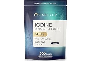 Iodine Tablets 500mcg | 365 Vegan Tablets - 1 Year Supply | High Strength Potassium Iodide Supplement | Trace Mineral | by Carlyle