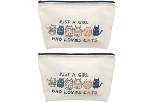 HURIFENG 2 x women's small cosmetic bag set, make-up bag, portable canvas purse with zip, gift for women, cosmetic bag, small for handbag, beige, 3