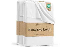 GREEN MARK Klassiska Lakan – 2-pack lakan i 100 % bomull, utan resår, hudvänliga, lättskötta, tvättbara i höga temperaturer – Vit – 250x150 cm
