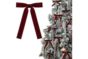 KASESSS Lot de 12nœUds en Velours Bordeaux pour Deco Sapin Noel, Noeuds De NoëL avec Attaches TorsadéEs, Vintage Noeud Sapin, Classiques Noeud Decoration pour Guirlande, Arbre, CheminéE, Porte