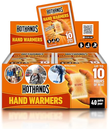HotHands Hand Warmers - 40 pairs - 10 hours of heat - Air activated - Ready to use, 8368342, Orange