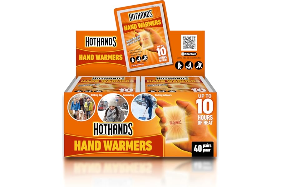 HotHands Hand Warmers - 40 pairs - 10 hours of heat - Air activated - Ready to use, 8368342, Orange