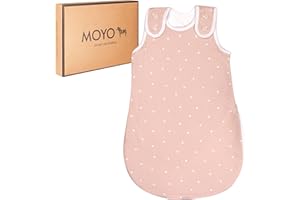 MOYO Śpiwór niemowlęcy - okrągły 1 TOG - bawełna ekologiczna GOTS - całoroczny śpiwór niemowlęcy i śpiwór letni dla niemowląt - zestaw dla noworodka (różowy, 62/68 w kropki)