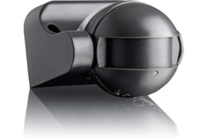 SEBSON Czujnik ruchu zewnętrznego, IP54, natynkowy, nadaje się do LED, czujnik HF, programowalny, 15 m/180°, montaż ścienny wychylny 87 x 93 x 60 mm, 3-przewodowy antracyt