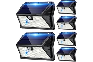 Giliwosy Luz Solar Exterior,【6 Paquete/3 Modos】 Luces Solares con Sensor Jardin de Movimiento 185 LED Focos LED Exterior Solares IP65 Impermeable para Jardín, Garaje, Patio, Puertas (Blanco Frío)