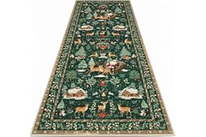 GYTFOG Christmas Rug, Christmas Runner Rug For Living Room, Festive Holiday Home Decor, 160 x 50 cm, Non-Slip Backing, Vibrant Colors And Patterns