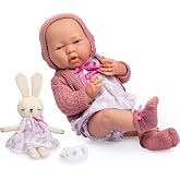 JC TOYS La Newborn yeni doğanlar i&ccedil;in bebek, 38 cm, yumuşak vinil, Royal koleksiyonu, Toile de jouy &ccedil;izimli kıyafet, emzik ve