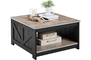 ‎YAHEETECH Yaheetech Couchtisch Kaffeetisch Quadratischer Sofatisch Moderner Wohnzimmertisch mit Ablagefach Beistelltisch für Wohnzimmer/Büro, 80 x 80 x 45 cm