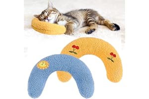 NIZIRIOO 2 Pezzi Morbido Cuscino In Peluche A Forma Di U, Cuscino Per Gatti A Forma Di U In Cotone Pp, Cuscini Per Gatti Animali, Facile Da Pulire Domestici Peluche Cuscino Imbottito A Forma Di U Per Cani