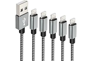 IDISON Cavo iPhone 2 Metri+2m+3 Metri+1m+1metro,Cavo Lightning usb 5 Pezzi multi, cavetto iphone Certificato MFi,cavo ricarica iphone Nylon per iPhone 14 13 12 11 Pro Mini Max XS XR 8 Plus 7 6s 5s 5c