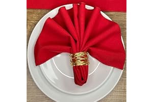 Hope Textiles Red 15" x 15" (38cm) Fabric NAPKIN (Polyester, not cotton) PACK OF 4