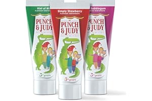 PUNCH AND JUDY Punch & Judy Kids Toothpaste - Mixed Flavours Multi-Pack, 3+ Years, Fluoride, Sugar Free (3 x 50ml)