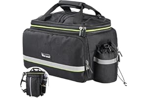 UBORSE - Bolsa de Bicicleta con Porta-Bages, Doble Bolsa de Rueda Trasera 20L-35L, Impermeable, Gran Capacidad, Bolsa de Marco Plegable para Bicicleta/MTB