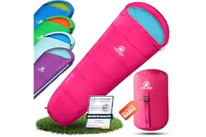 ‎NORDBÄR NORDBÄR® Kinderschlafsack für Jungs & Mädchen bis 150 cm Körpergröße | Innenfutter aus 100% Baumwolle | Mumienschlafsack leicht & warm | Kinder Outdoor Schlafsack [1200g] | Camping Kinderschlafsäcke