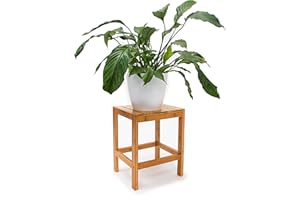 Relaxdays Tabouret en bambou Table pour plantes tabouret salle de bain HxlxP: 40 x 28 x 32 cm table appoint déco, nature