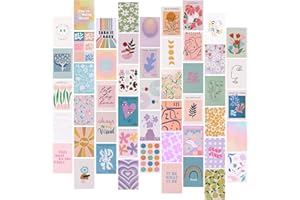 RUNEAY 50 Stück Wandcollagen Set,Aesthetic Room Decor,Ästhetisches Bilder,Boho Wand Collage Set Aesthetic Zimmer Dekor,Wandbilder,Vintage Poster Ästhetisches Bild für Schlafzimmer/Wohnheim-Wanddekoration