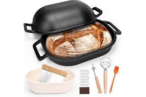GFTIME 9 L gjutjärnsgryta för bakning av bröd, oval gjutjärnsgryta med lock