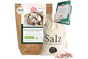 Brot und Salz Geschenk zum Einzug mit Bauernbrot Bio Brotbackmischung - Einzugsgeschenk für Richtfest Umzug Einweihungsgeschenk - Bake with Love