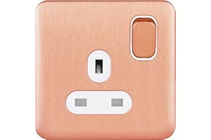 Schneider Electric Lisse Screwless Deco - Switched Single Power Socket, 13A, Single Pole, GGBL3010WLCS, Light Copper with White Insert