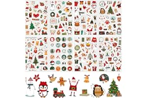 239 Stück Weihnachtsaufkleber mit 25 Nummerierte Etiketten, Duvabien Weihnachten Sticker Weihnachtsdeko, Aufkleber Weihnachten für Fotoalbum Geschenke Scrapbooking Journal Stickerbuch Verpackungen