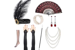 Nabance 20er Jahre Accessoires Gatsby Accessoires Damen 20er Jahre Kostüm Damen 1920s Kostüm Damen Flapper Set 1920er Accessoires Damen 20er Jahre Zubehör Set