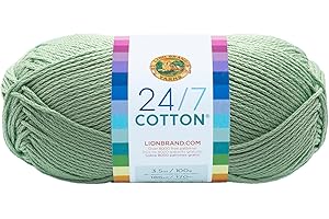 LION BRAND YARN Lion Brand (1 madeja 24/7, Menta Yarn 761-156 24-7 Hilo de algodón, Color, 15.24x6.35x6.35 cm, 170