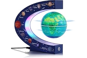 KAIMC Globo sospeso magnetico da 3 pollici con lampada colorata – Fantastica decorazione per ufficio e regali per uomini e capi – Giocattolo educativo astronomico per bambini