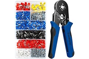 Eventronic Crimper Plier Set, 0.25-6mm² Self-Adjustable Ratchet Wire Crimping Tool with 2000 Wire Terminal Crimp Connectors and Wire End Ferrules (Crimping Tool+2000 terminals