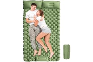 ADAMANTITE Inflatable Beds for Double Camping ,Comfort Double Airbed 3.1" Extra-Thick Camping,Self Inflating Built-in Pump Camping Airbed And Pillow ,Portable Storage Bag, Hiking, Traveling, Tent (Green)