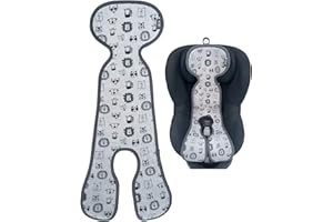 HECKBO Cubierta de verano antisudor para sillas de paseo - Grupo 1 - Silla de coche con cinturón de 3 y 5 puntos para niños, alfombrilla gris con simpáticos animalitos