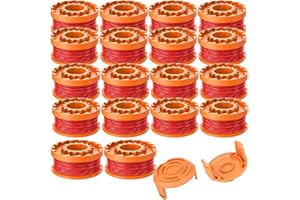 MOCOLI Bobine Ricambio Per Tagliabordi, 20 Pezzi Ricambio Per Bobine Compatibili Con Worx Wa0010 Tagliabordi Corda Ricambio Per Bobine Tagliabordi 3 M Di Lunghezza Wa6531 Copri Bobine (18 Bobine 2 Cappucci)