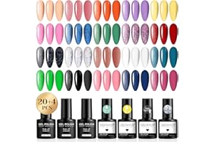GELFAVOR Smalto Semipermanente, 24 Pezzi Nude Arancione Viola Giallo Rosa Blu Verde Colori Smalti Semipermanenti per Unghie Soak Off UV/LED Smalto Semipermanente Unghie Nail Art Manicure