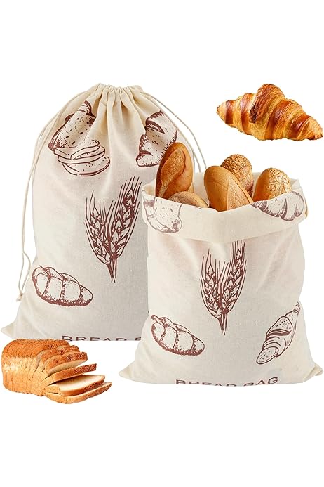 Sacchetti Pane In Lino Con Fodera Plastica - 2 Pezzi 49x35cm Riutilizzabili Per Mantenere Il Pane Fresco - Foto 6