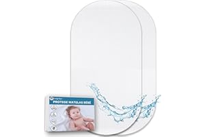 Lovely Hippo - Protector de colchón absorbente y transpirable para bebé, 100 % impermeable, sin tratamiento químico (40 x 80 cm (juego de 2)