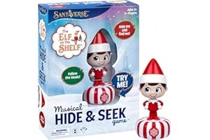 MOOSE The Elf On The Shelf Musical Hide & Seek Game, Hide The Electronic Scout Elf Figure, The Elf Plays Music And Sounds To Help Kids Find Him, When Found, Kids Can Celebrate As He Plays Music