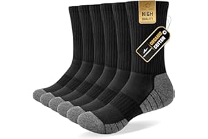 Niorasen 6 Pairs Mens Socks, Cushioned Breathable Sports Socks Outdoor Multipack, Comfortable Crew Cotton Athletic sock for Work Walking Hiking Running, Black White Grey