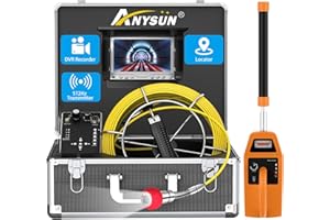 Anysun Cámara de Inspección con Localizador, 512Hz Transmisor de Sonda Cámara Endoscópica con Grabador DVR, 30M Endoscopio Industrial con Monitor LCD de 7" (Tarjeta SD de 8 GB incluida)