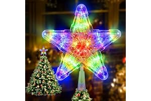 MXJFYY Estrella de Árbol de Navidad con 10 Leds - Adorno Luminoso con 2 Modos - Pentagrama Decorativo para Punta del Árbol