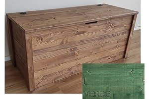 TOTAL WOOD 2012, Arcón de Madera, Natural Impregnada, Modelo Matej, Arcón con Tapa para Interiores y Exteriores (150x40x45, Verde)