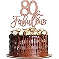 3Pcs Fabulous 80th Birthday & Anniversary Cake Toppers for 80th Party Decorations