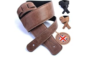 NORDELL British Handmade Real Leather Guitar Strap: Finest Ultra Soft Italian Nappa Leather, 130cm long Foam Cushion Padded Guitar Belt - Suits Electric, Bass or Acoustic Instruments (inc Semi/Electro)