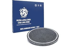 MY FRIEND SICILIA GRIGLIA IN PIETRA LAVICA ETNEA TONDA DIAMETRO 35 CM CON SCANALATURA - IDEALE PER BARBECUE TIPO WEBER o per forno SMEG