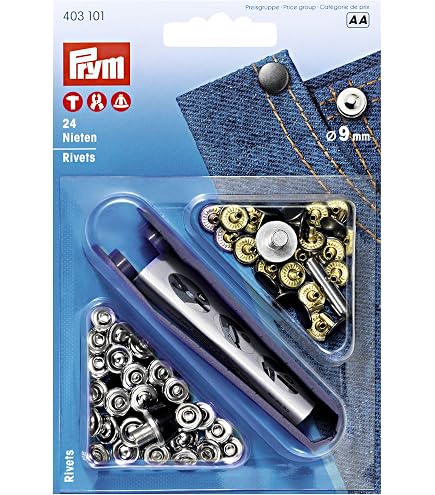 Prym 311315 Bottoni Per Pantaloni | 10 Pezzi: 5 Da 15 Mm E 5 Da 17 Mm | Colore Nero | Plastica
